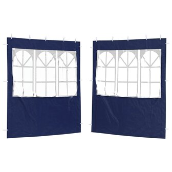 Partytent Zijwand 2 st 200 x 195 cm Blauw PE en staal 2