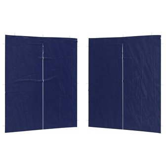 Partytent Zijwand 2 st 200 x 195 cm Blauw PE en staal 2
