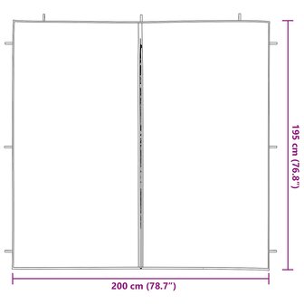 Partytent Zijwand 2 st 200 x 195 cm Blauw PE en staal 6