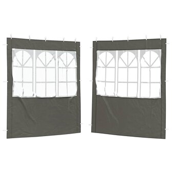 Partytent Zijwand 2 st 200 x 195 cm Antraciet PE en staal 2