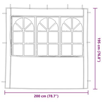 Partytent Zijwand 2 st 200 x 195 cm Antraciet PE en staal 6