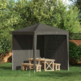 Partytent Zijwand 2 st 200 x 195 cm Antraciet PE en staal 1