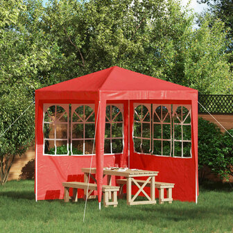 Partytent Zijwand 2 st 200 x 195 cm Rood PE en staal 1