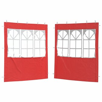 Partytent Zijwand 2 st 200 x 195 cm Rood PE en staal 2
