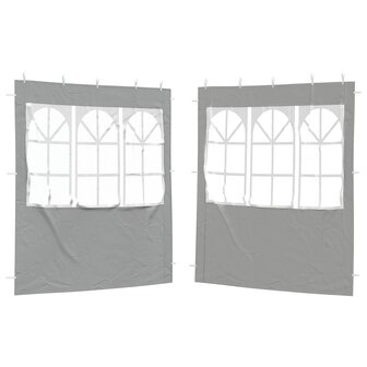 Partytent Zijwand 2 st 200 x 195 cm Lichtgrijs PE en staal 2