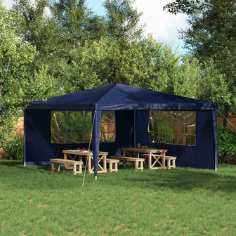 Partytent Zijwand 2 st 400 x 195 cm Blauw PE en staal 1