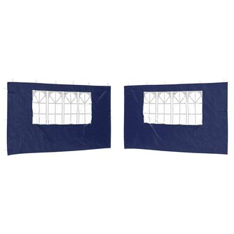 Partytent Zijwand 2 st 400 x 195 cm Blauw PE en staal 2