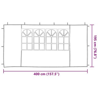 Partytent Zijwand 2 st 400 x 195 cm Groen PE en staal 6