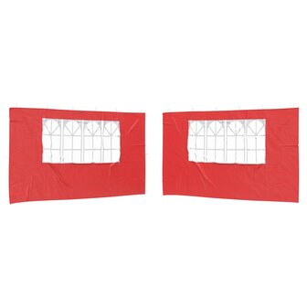 Partytent Zijwand 2 st 400 x 195 cm Rood PE en staal 2