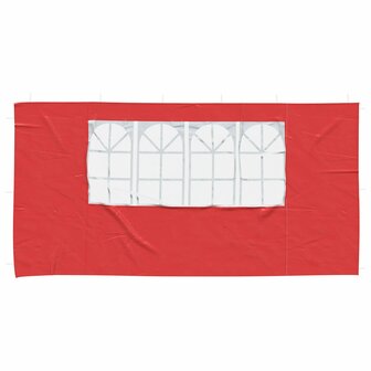 Partytent Zijwand 2 st 400 x 195 cm Rood PE en staal 3