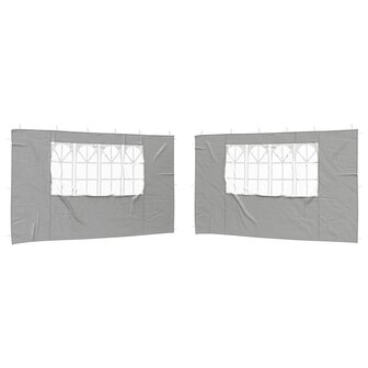 Partytent Zijwand 2 st 400 x 195 cm Lichtgrijs PE en staal 2