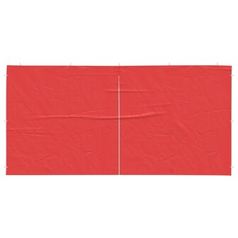 Partytent Zijwand 2 st 400 x 195 cm Rood PE en staal 3