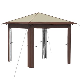 Gazebo zonder Zijwand 2,6 x 2,6 m Cr&egrave;me en bruin 2