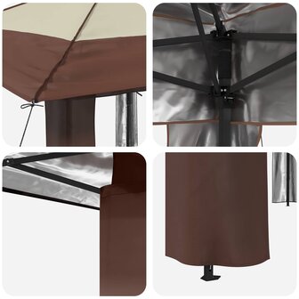 Gazebo zonder Zijwand 2,6 x 2,6 m Cr&egrave;me en bruin 6