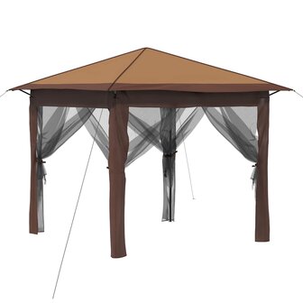 Gazebo met 4 Zijwanden 2,6 x 2,6 m Beige en Bruin 2