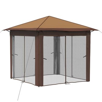Gazebo met 4 Zijwanden 2,6 x 2,6 m Beige en Bruin 3
