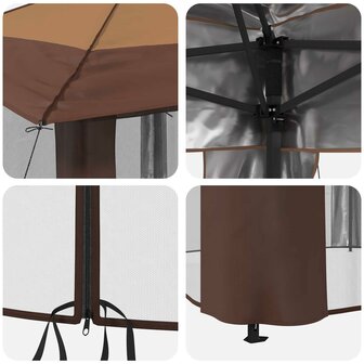 Gazebo met 4 Zijwanden 2,6 x 2,6 m Beige en Bruin 7