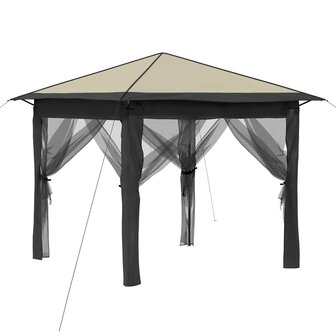 Gazebo met 4 Zijwanden 2,6 x 2,6 m Cr&egrave;me en Antraciet 2