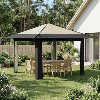Gazebo zonder Zijwand Cr&egrave;me en Antraciet 1