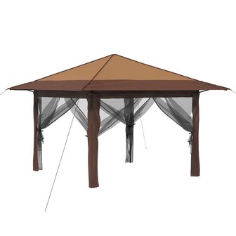 Gazebo met 4 Zijwanden 3,3 x 3,3 m Beige en Bruin 2