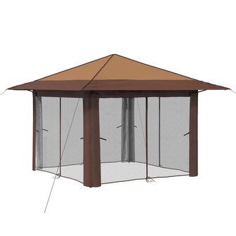 Gazebo met 4 Zijwanden 3,3 x 3,3 m Beige en Bruin 3