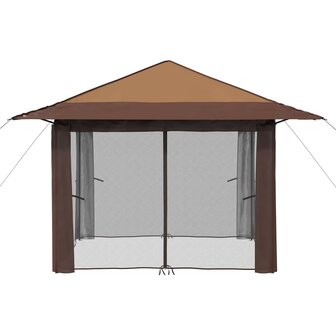 Gazebo met 4 Zijwanden 3,3 x 3,3 m Beige en Bruin 5