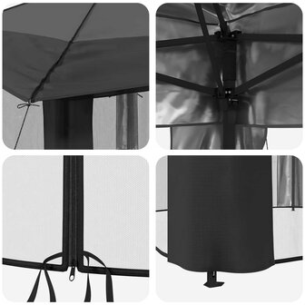 Gazebo met 4 Zijwanden Lichtgrijs en antracietkleurig 7