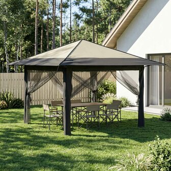 Gazebo met 4 Zijwanden Cr&egrave;me en Antraciet 1