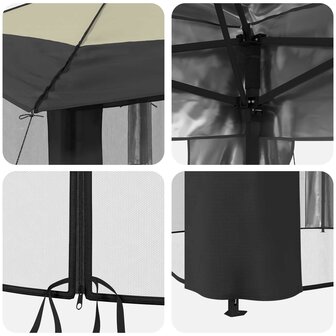 Gazebo met 4 Zijwanden Cr&egrave;me en Antraciet 7