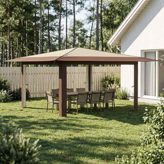 Paviljoen zonder Zijwand 4 x 4 m Cr&egrave;me en bruin 1