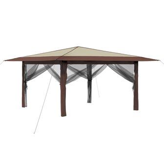Paviljoen met 4 Zijwanden 4 x 4 m Cr&egrave;me en bruin 2