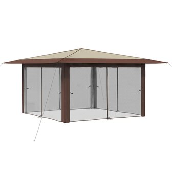 Paviljoen met 4 Zijwanden 4 x 4 m Cr&egrave;me en bruin 3