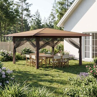 Paviljoen met 4 Zijwanden 4 x 4 m Beige en Bruin 1