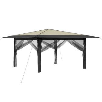 Paviljoen met 4 Zijwanden 4 x 4 m Cr&egrave;me en Antraciet 2