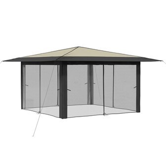Paviljoen met 4 Zijwanden 4 x 4 m Cr&egrave;me en Antraciet 3