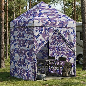 Pop-up Gazebo met 4 Zijwanden 2 x 2 m Blauw Camouflage 1