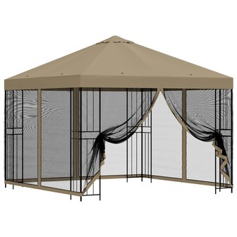 Tuin Gazebo met Zijwanden 3 x 3 m Beige Polyester en staal 2