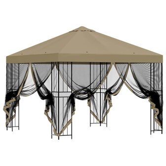 Tuin Gazebo met Zijwanden 3 x 3 m Beige Polyester en staal 4