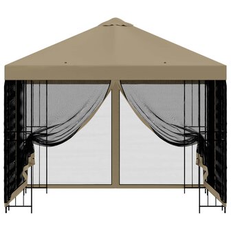 Tuin Gazebo met Zijwanden 3 x 3 m Beige Polyester en staal 5