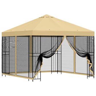 Tuin Gazebo met Zijwanden 3 x 3 m Cr&egrave;mekleurig 2