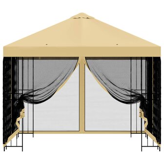 Tuin Gazebo met Zijwanden 3 x 3 m Cr&egrave;mekleurig 5