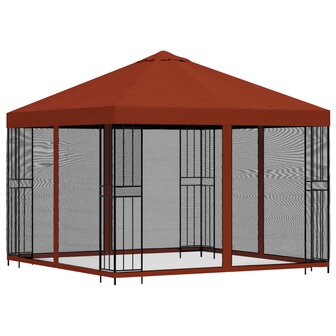 Tuin Gazebo met Zijwanden 3 x 3 m Terracotta Polyester en staal 3
