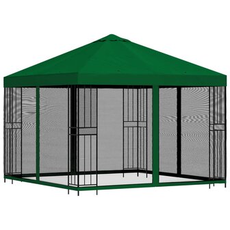 Tuin Gazebo met Zijwanden 3 x 3 m Groen Polyester en staal 3