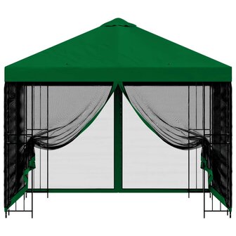 Tuin Gazebo met Zijwanden 3 x 3 m Groen Polyester en staal 5