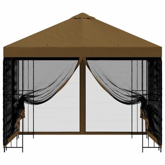 Tuin Gazebo met Zijwanden 3 x 3 m Taupe Polyester en staal 5