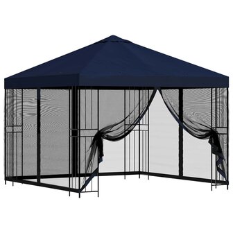 Tuin Gazebo met Zijwanden 3 x 3 m Blauw Polyester en staal 2