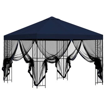 Tuin Gazebo met Zijwanden 3 x 3 m Blauw Polyester en staal 4