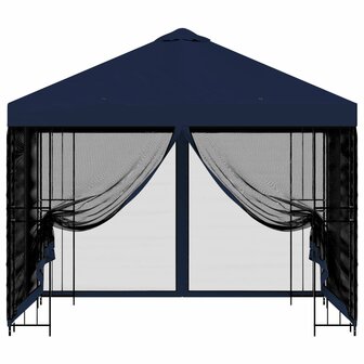 Tuin Gazebo met Zijwanden 3 x 3 m Blauw Polyester en staal 5