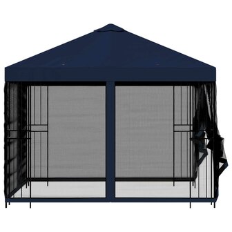 Tuin Gazebo met Zijwanden 3 x 3 m Blauw Polyester en staal 6