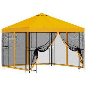 Tuin Gazebo met Zijwanden 3 x 3 m Geel Polyester en staal 2